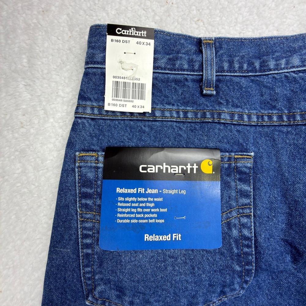 Carhartt Relaxed Fit Straight Leg Denim Jeans Mens 40x34 B160 DST Darkstone NWT